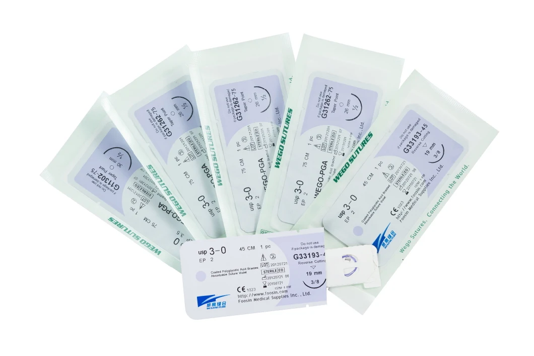 Wego Brand Sterile Surgical Sutures CE ISO Approved Manufacturer PGA/Pgla/Pdo/Chromic Catgut Surgical Suture