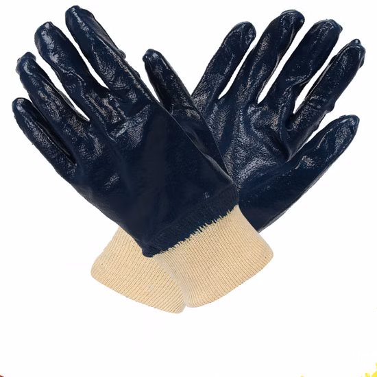 Industrial Nitrile Safety Gloves Cotton Liner Nitrile Fully Coated Smooth Finish Safety Cuff Work Gloves