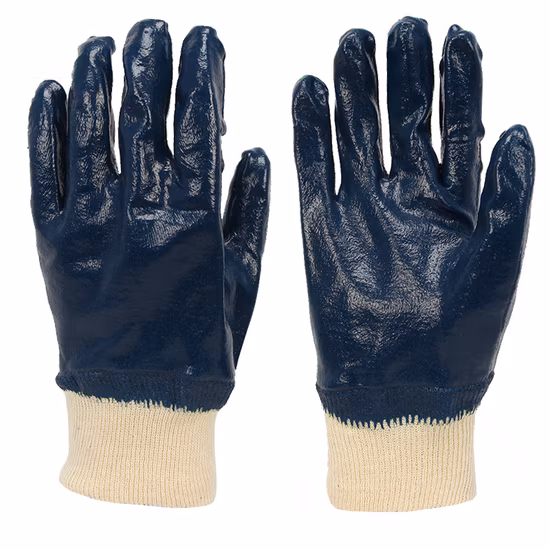 Industrial Nitrile Safety Gloves Cotton Liner Nitrile Fully Coated Smooth Finish Safety Cuff Work Gloves