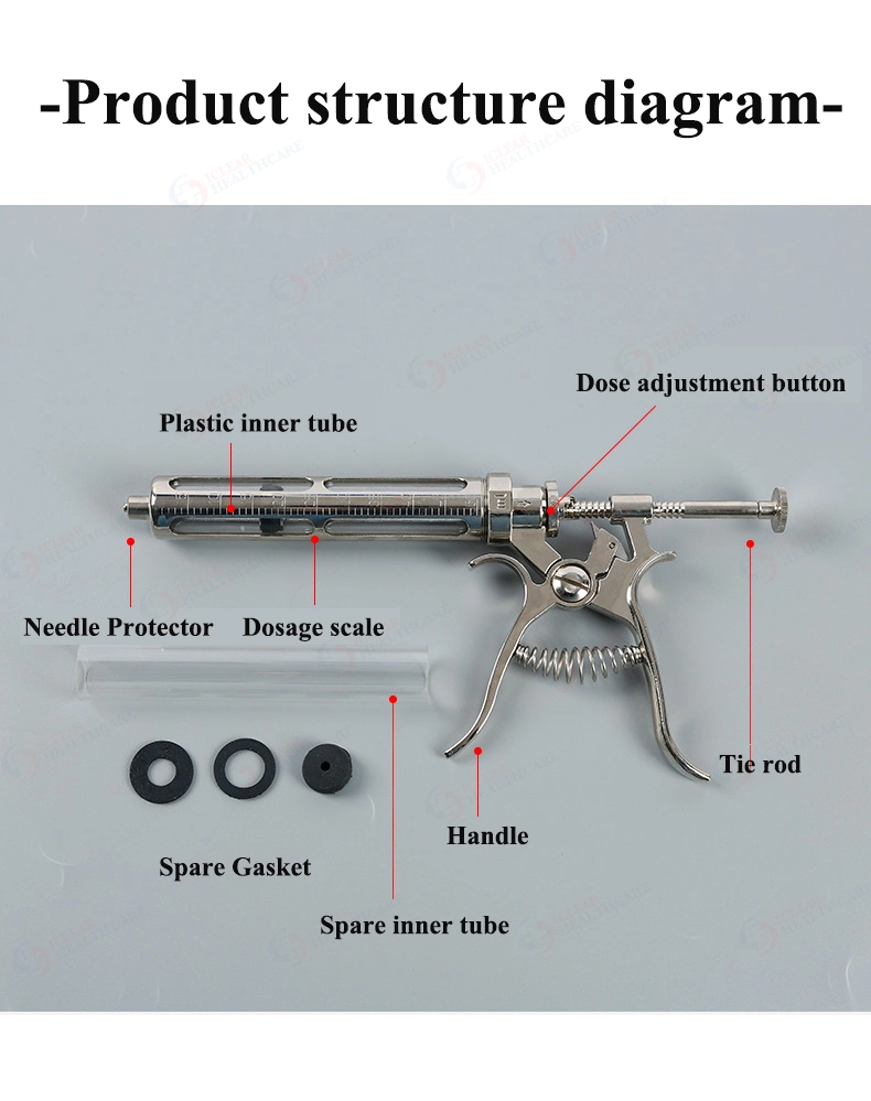 Veterinary Metal Semi-Auto Syringe Gun Type Vaccine Syringe