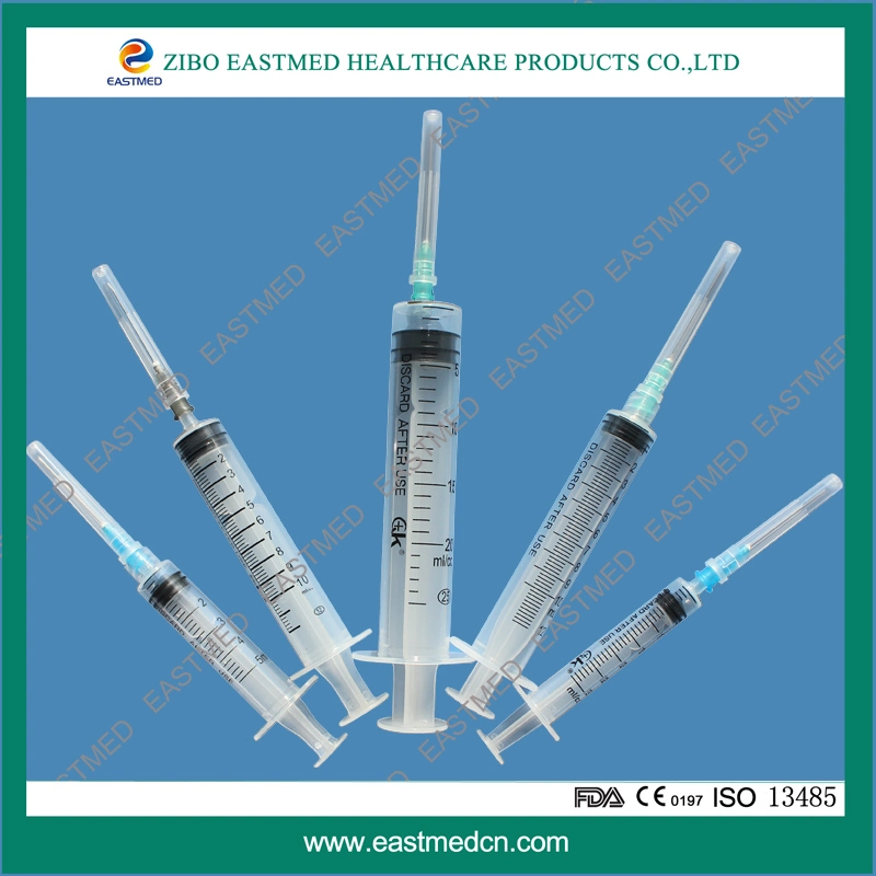 Plastic Medical Luer/Slip Lock Veterinary Injection Syringe with Needle