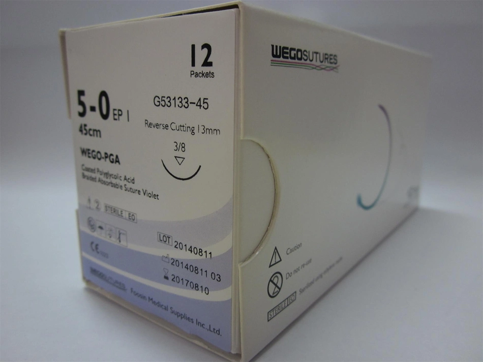 Wego Brand Sterile Surgical Sutures CE ISO Approved Manufacturer PGA/Pgla/Pdo/Chromic Catgut Surgical Suture