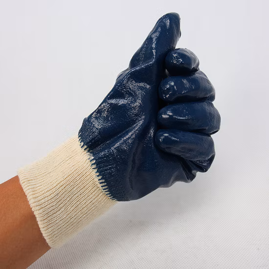 Industrial Nitrile Safety Gloves Cotton Liner Nitrile Fully Coated Smooth Finish Safety Cuff Work Gloves