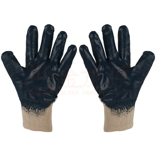 Industrial Nitrile Safety Gloves Cotton Liner Nitrile Fully Coated Smooth Finish Safety Cuff Work Gloves