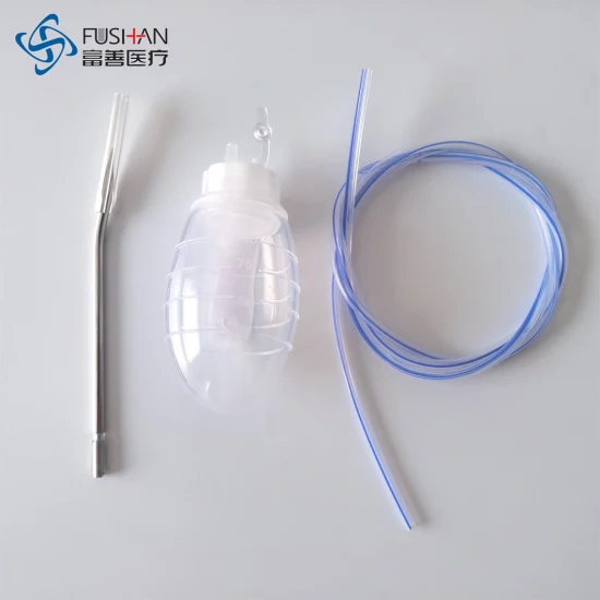 Silicone Drainage Tube with Silicone Bulb Jackson Pratt Drain with Reservoir CE ISO Fushan Medical China Factory 100% Silicone 100 150 200 400ml Bulb OEM ODM