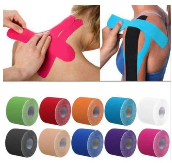 Kintape Cotton Plain Kineisology Tape Sports Tape Precut Kinesiology Tape Muscle Therapy Tape Body Tape Boob Tape Chest Lift Tape 5cmx5m CE ISO FDA